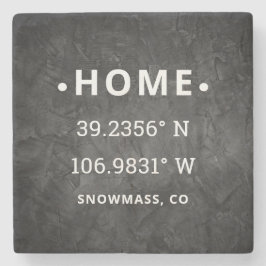 Coördinaten Eerste huis nieuw huis Housewarming Ca Stenen Onderzetter