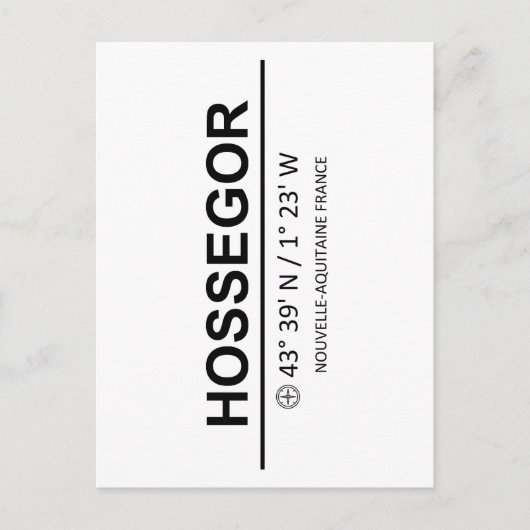 Coördinaten Hossegor Briefkaart (Voorkant)