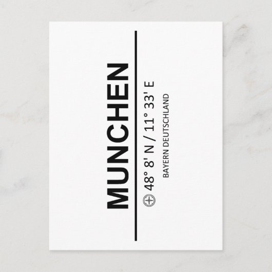 Coördinaten Munchen Briefkaart (Voorkant)