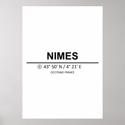 Coördinaten Nimes Poster (Voorkant)