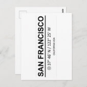 Coördinaten San Francisco Briefkaart (Voorkant / Achterkant)