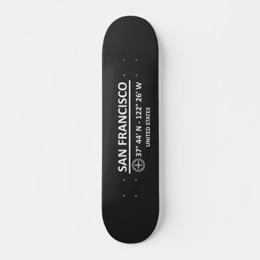 Coördinaten San Francisco Persoonlijk Skateboard (Voorkant)