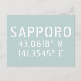 Coördinaten Sapporo Latitude en Lengtegraad Briefkaart