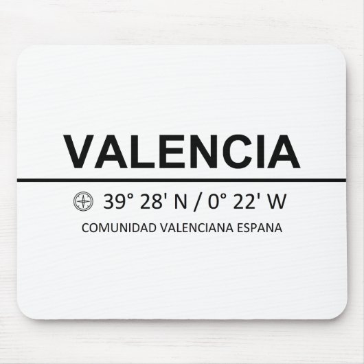 Coördinaten Valencia Muismat (Voorkant)