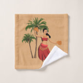 Coördinaten van het Hawaiiaanse  Briefkaart Hula G Bad Handdoek (Wasdoekje)