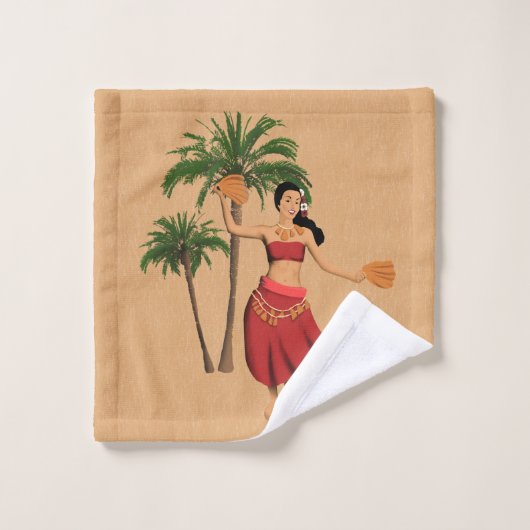 Coördinaten van het Hawaiiaanse  Briefkaart Hula G Bad Handdoek (Wasdoekje)