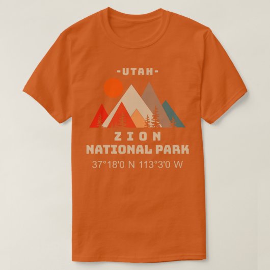 Coördinaten van het Zion National Park 2 T-shirt (Design voorkant)