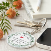 Coördinaten van Liefde Botanisch Trouwcadeau Sleutelhanger (Voorkant Rechts)