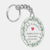 Coördinaten van Liefde Botanisch Trouwcadeau Sleutelhanger (Voorkant Links)