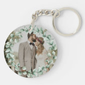 Coördinaten van Liefde Botanisch Trouwcadeau Sleutelhanger (Achterkant)