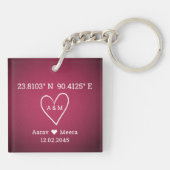 Coördinaten van Liefde Luxe Trouwgeschenk Sleutelhanger (Achterkant)