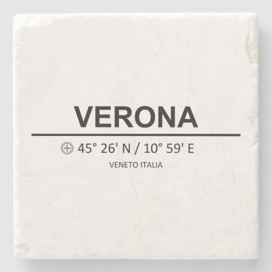 Coördinaten van Verona Stenen Onderzetter (Voorkant)