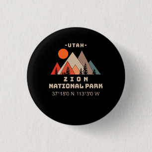 Coördinaten van Zion National Park Ronde Button 3,2 Cm