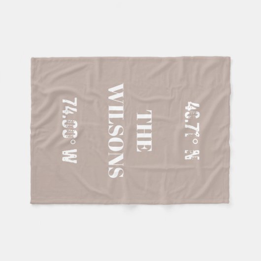 Coördinaten voor aangepaste familienaam fleece deken (Voorkant (Horizontaal))