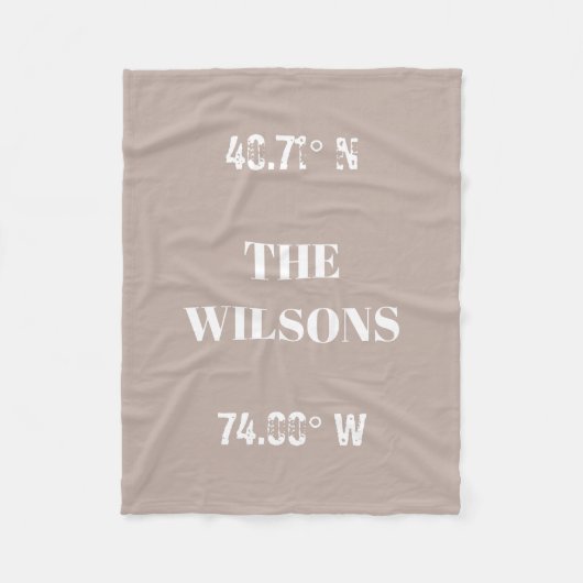 Coördinaten voor aangepaste familienaam fleece deken (Voorkant)