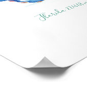 Coördinaten waterverf blauwe octopus-kaart poster (Hoek)