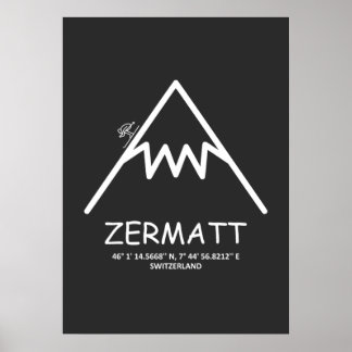 Coördinaten Zermatt Zwitserland Poster