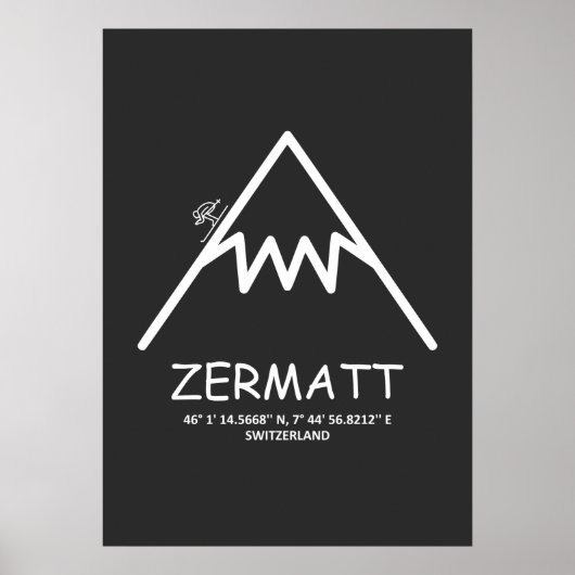 Coördinaten Zermatt Zwitserland Poster (Voorkant)