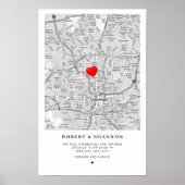 Coordinates Engagement Heart Wedding Couple Map Poster (Voorkant)