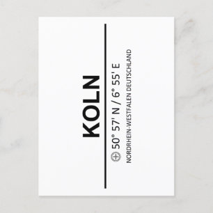 Coordinates Koln Briefkaart