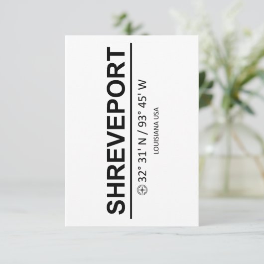 Coordinates Shreveport Bedankkaart (Staand voorkant)
