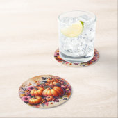 Coördinatie Thanksgiving Herfst gekleurde bloemen Ronde Kartonnen Onderzetter (Insitu)