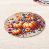 Coördinatie Thanksgiving Herfst gekleurde bloemen Ronde Kartonnen Onderzetter (Gebogen)