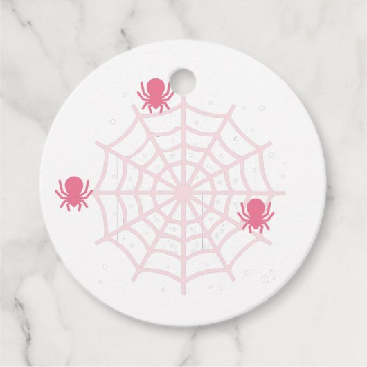 Coördinatie van Halloween Pink Spider en Web Label (Voorkant)
