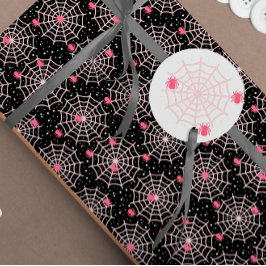 Coördinatie van Halloween Pink Spider en Web Label