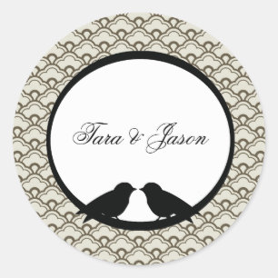 Coördinatie van vederijenvelopverzegelingen ronde sticker