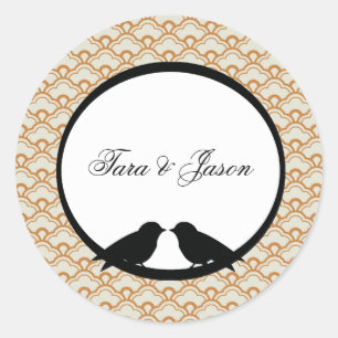 Coördinatie van vederijenvelopverzegelingen ronde sticker