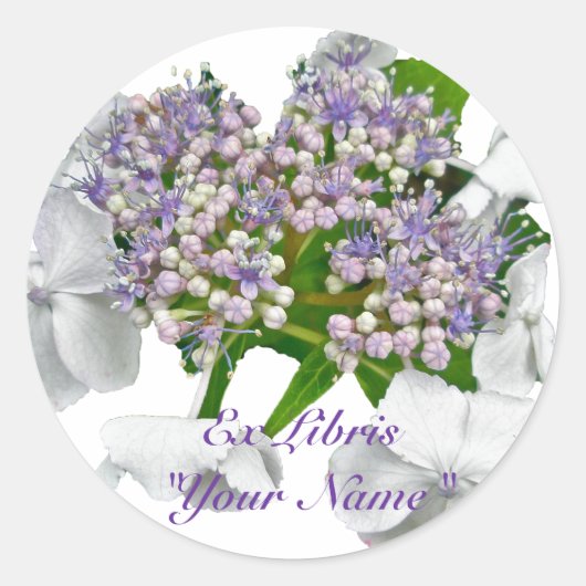 Coördinatiepunten blauwe kant hydrangea ronde sticker (Voorkant)