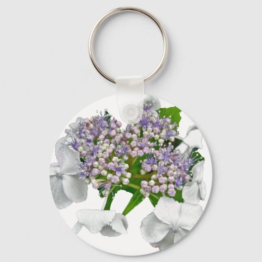 Coördinatiepunten blauwe kant hydrangea sleutelhanger (Voorkant)