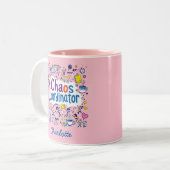 coördinator chaos | Mom Life | Grappige Moederdag Tweekleurige Koffiemok (Voorkant links)