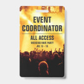 Coördinator evenementen  All Access-concertpas B Badge (Achterkant)