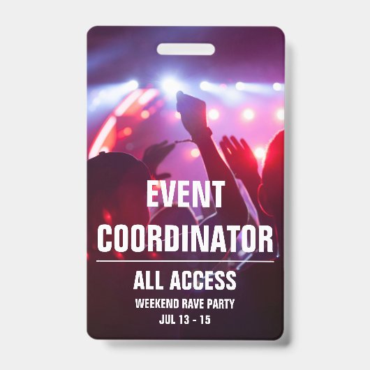 Coördinator evenementen All Access-concertpas B Badge (Voorzijde)