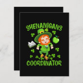Coördinator voor Shenanigans Funny Teacher St Patr Informatiekaartje (Voorkant / Achterkant)