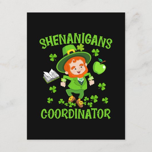 Coördinator voor Shenanigans Funny Teacher St Patr Informatiekaartje (Voorkant)