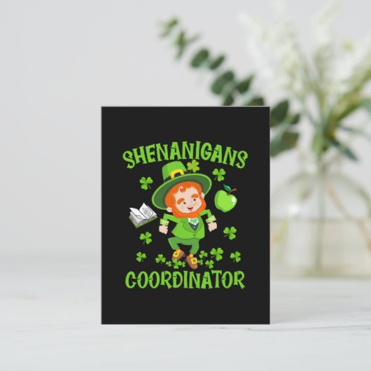 Coördinator voor Shenanigans Funny Teacher St Patr Informatiekaartje (Staand voorkant)