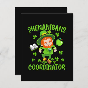 Coördinator voor Shenanigans Funny Teacher St Patr Informatiekaartje