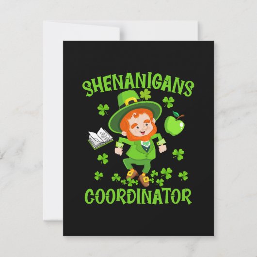 Coördinator voor Shenanigans Funny Teacher St Patr RSVP Kaartje (Voorkant)