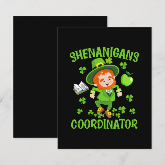 Coördinator voor Shenanigans Funny Teacher St Patr RSVP Kaartje (Voorkant / Achterkant)