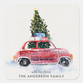 Coördinerend Kerst sticker -  rode auto