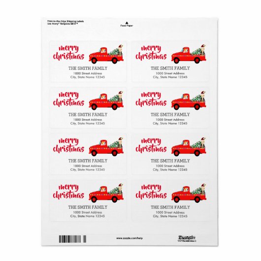 coördinerend kerstadres etiket (Full Sheet)