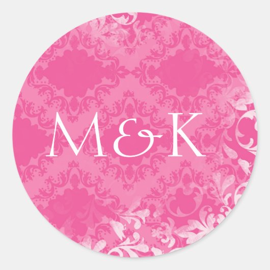 Coördinerende envelopzegels {petal roze} ronde sticker (Voorkant)