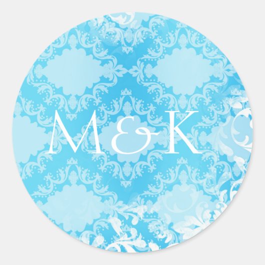 Coördinerende envelopzegels (Turquoise) Ronde Sticker (Voorkant)