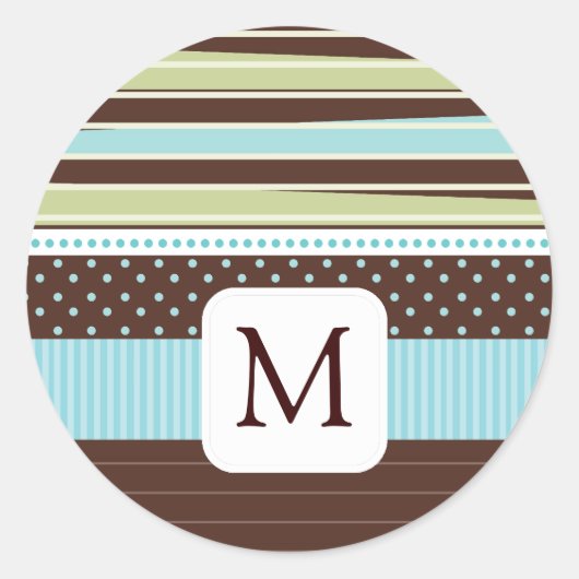 Coördinerende monogram envelopzegels ronde sticker (Voorkant)