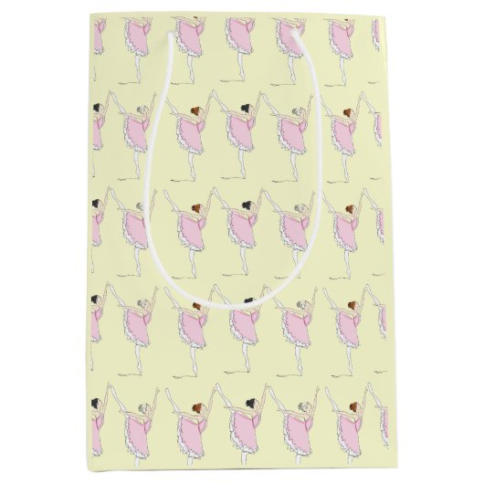 Coördinerende roze en gele ballerina Ballet Dance Medium Cadeauzakje (Voorkant)