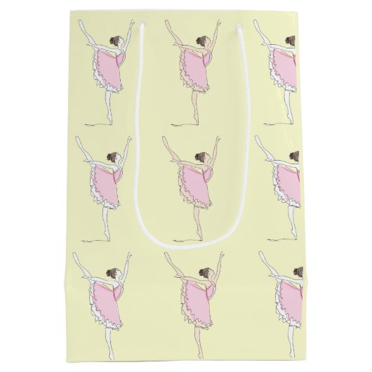 Coördinerende roze en gele ballerina Ballet Dance Medium Cadeauzakje (Achterkant)