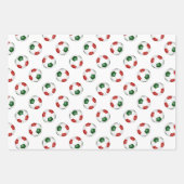 Coördinerende sport set rood groene voetballen inpakpapier vel (Voorkant 3)